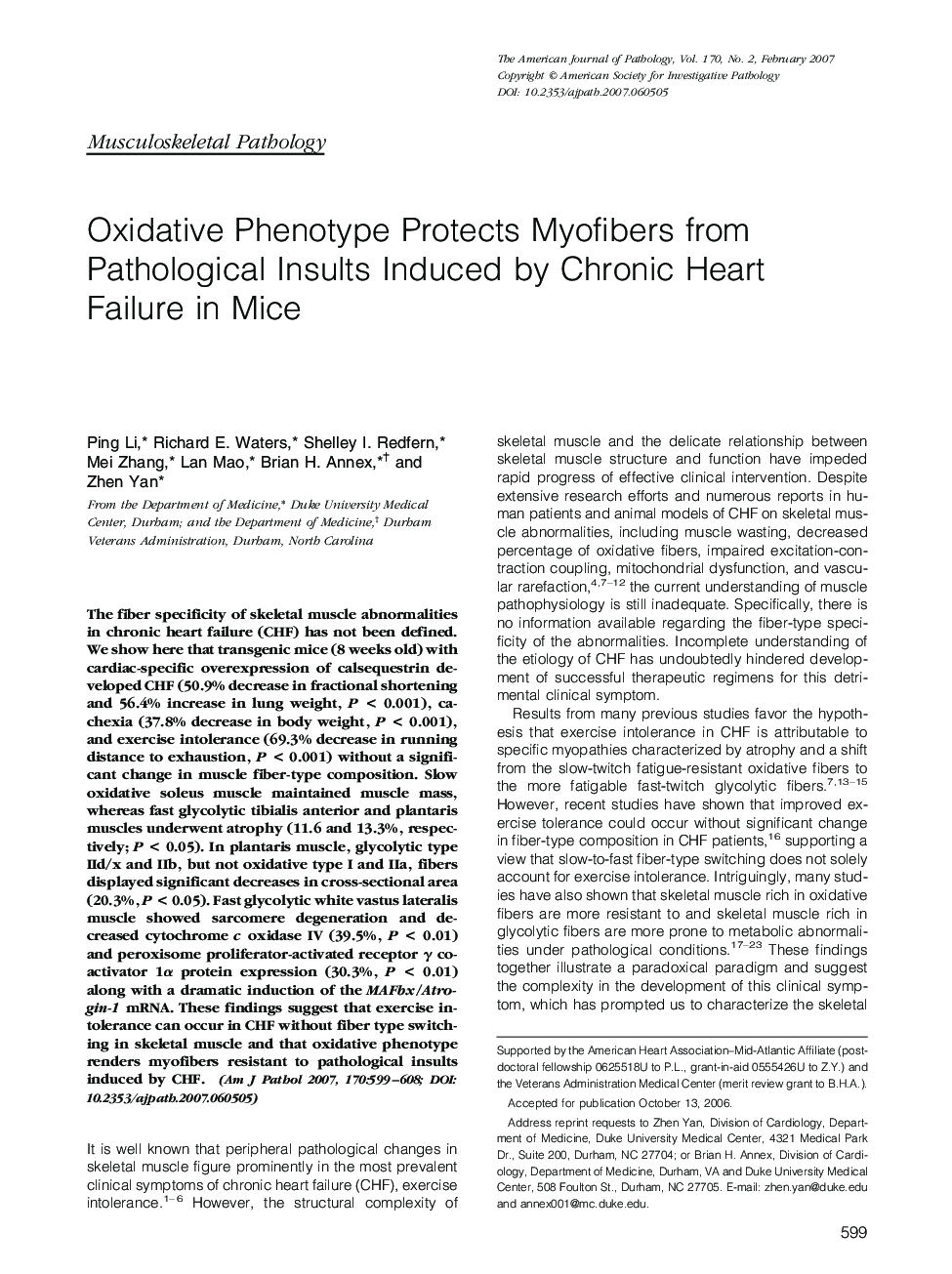 Oxidative Phenotype Protects Myofibers from Pathological Insults Induced by Chronic Heart Failure in Mice 