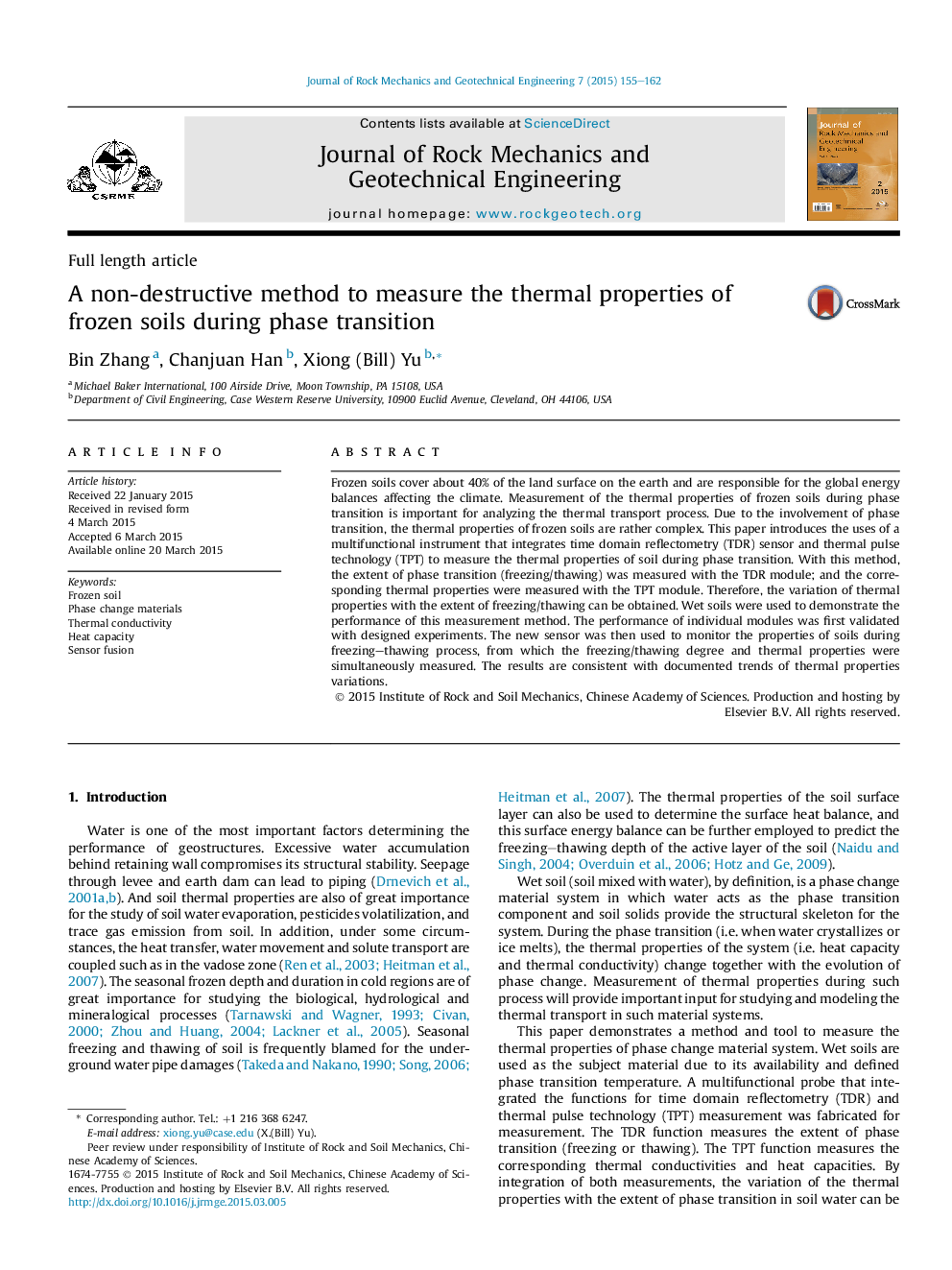 A non-destructive method to measure the thermal properties of frozen soils during phase transition 