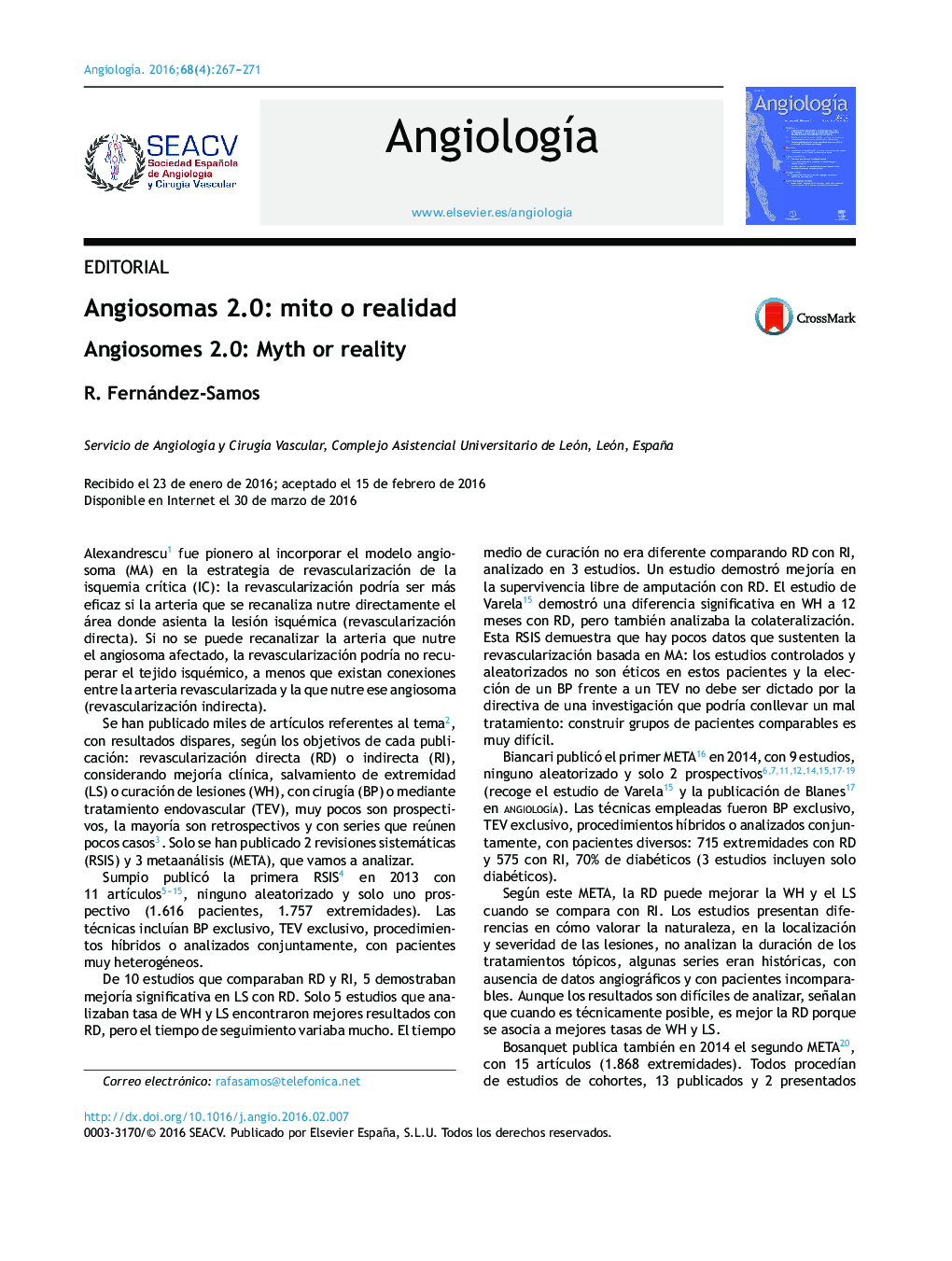 Angiosomas 2.0: mito o realidad