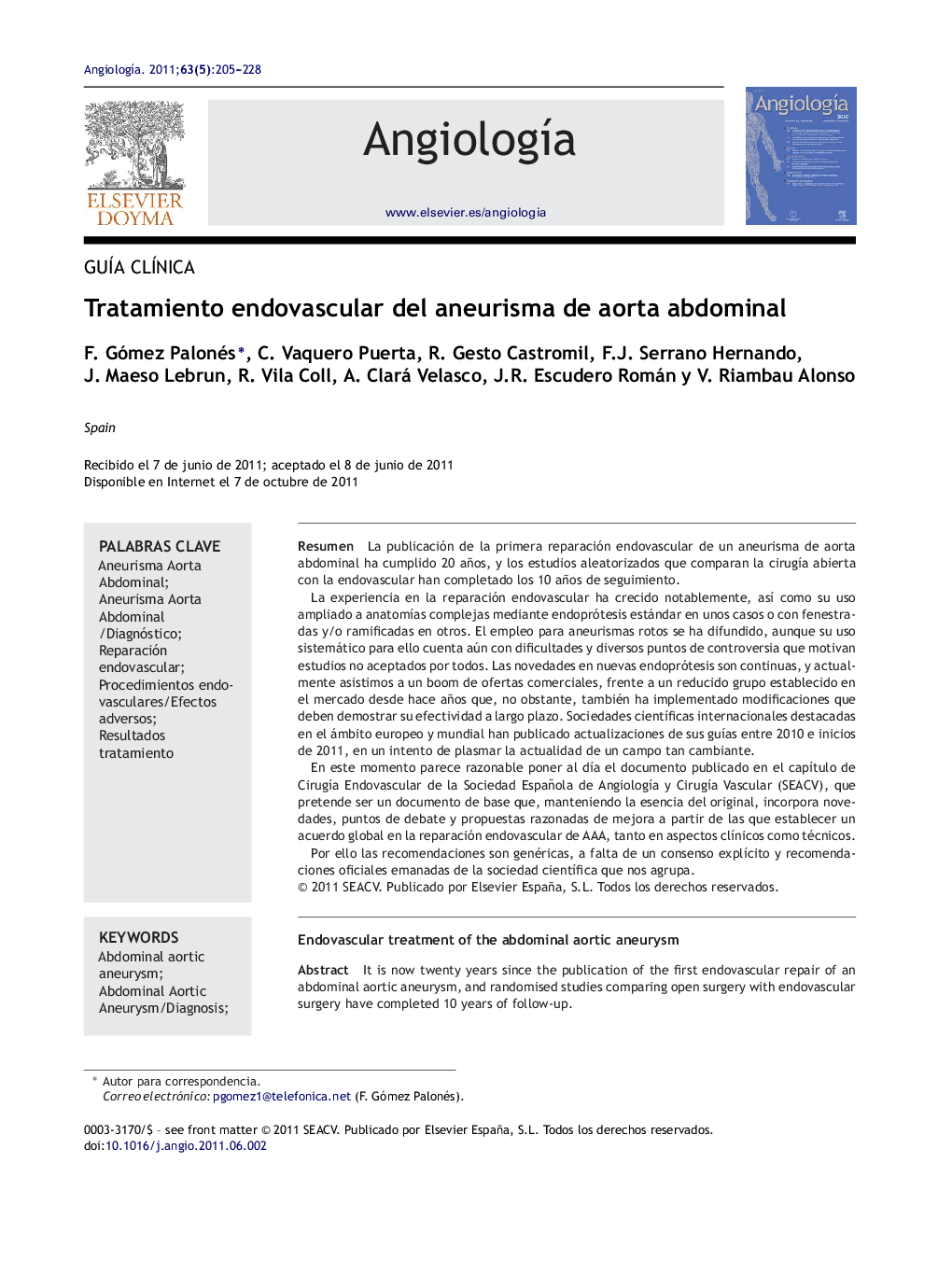 Tratamiento endovascular del aneurisma de aorta abdominal