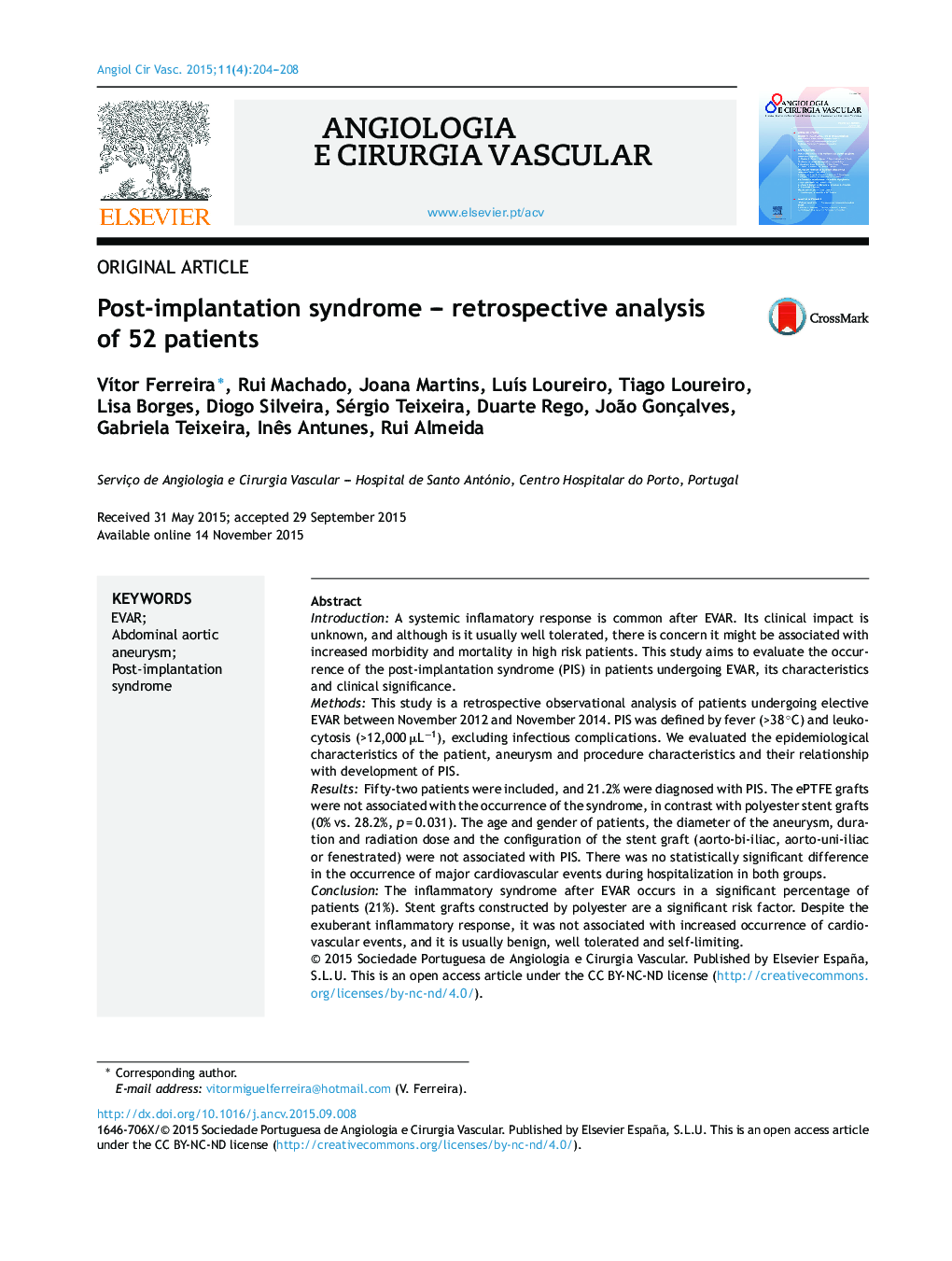 Post-implantation syndrome – retrospective analysis of 52 patients