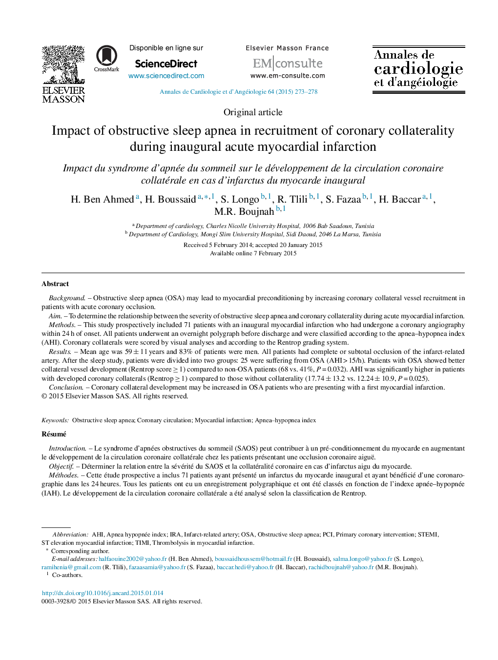 Impact of obstructive sleep apnea in recruitment of coronary collaterality during inaugural acute myocardial infarction