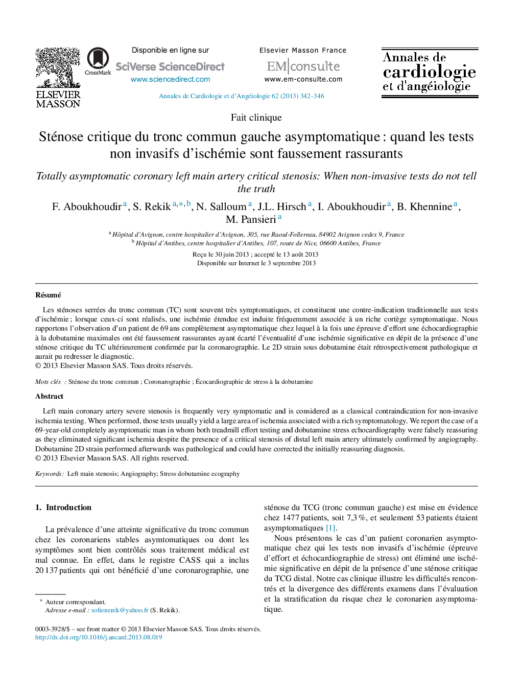 Sténose critique du tronc commun gauche asymptomatique : quand les tests non invasifs d’ischémie sont faussement rassurants