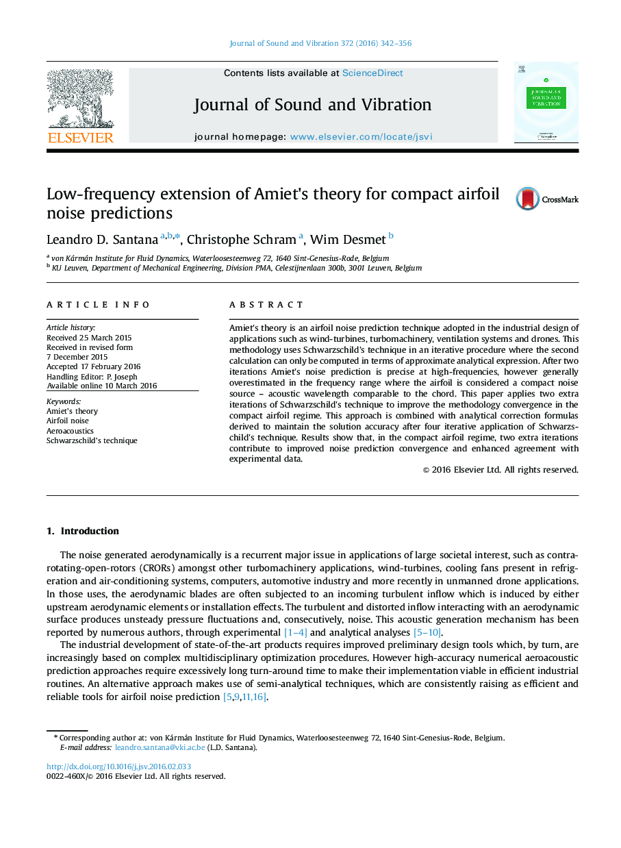 Low-frequency extension of Amiet׳s theory for compact airfoil noise predictions