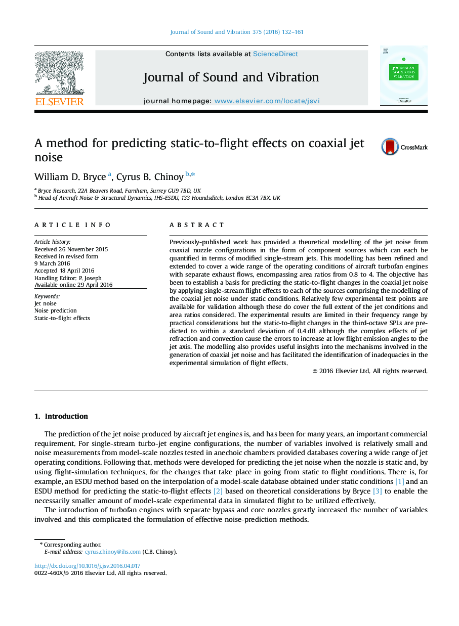 A method for predicting static-to-flight effects on coaxial jet noise