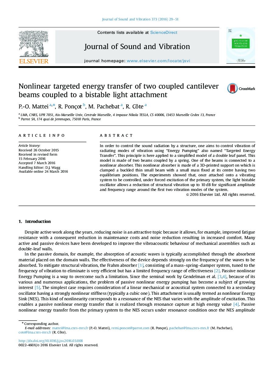 Nonlinear targeted energy transfer of two coupled cantilever beams coupled to a bistable light attachment