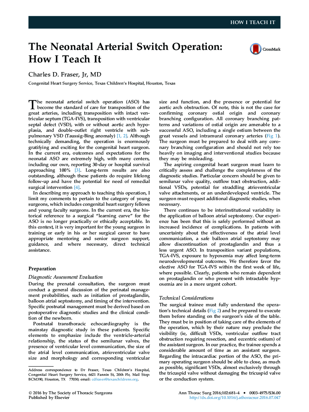 The Neonatal Arterial Switch Operation: How I Teach It