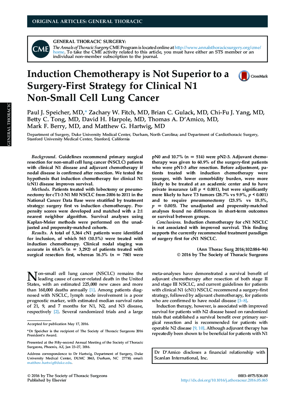 Induction Chemotherapy is Not Superior to a Surgery-First Strategy for Clinical N1 Non-Small Cell Lung Cancer