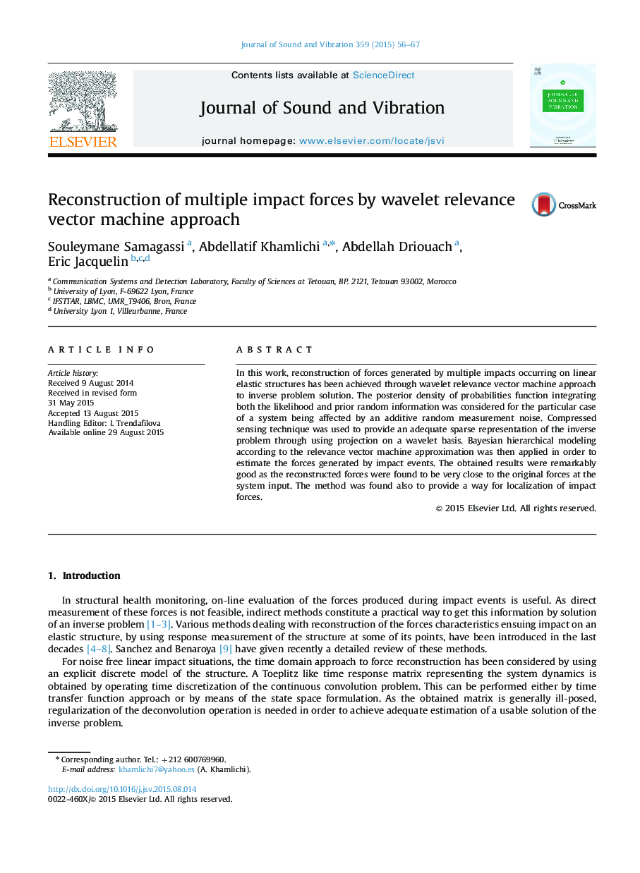 Reconstruction of multiple impact forces by wavelet relevance vector machine approach