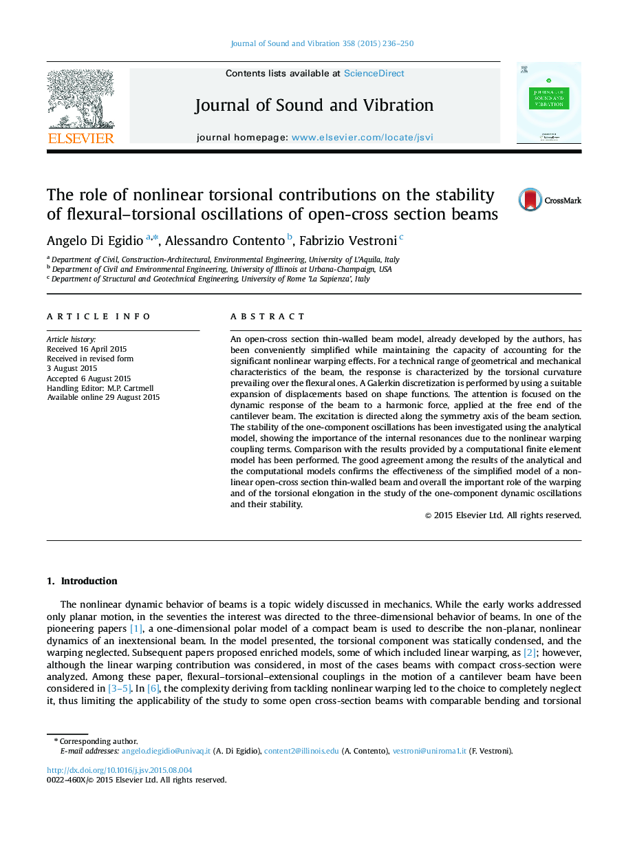 The role of nonlinear torsional contributions on the stability of flexural–torsional oscillations of open-cross section beams