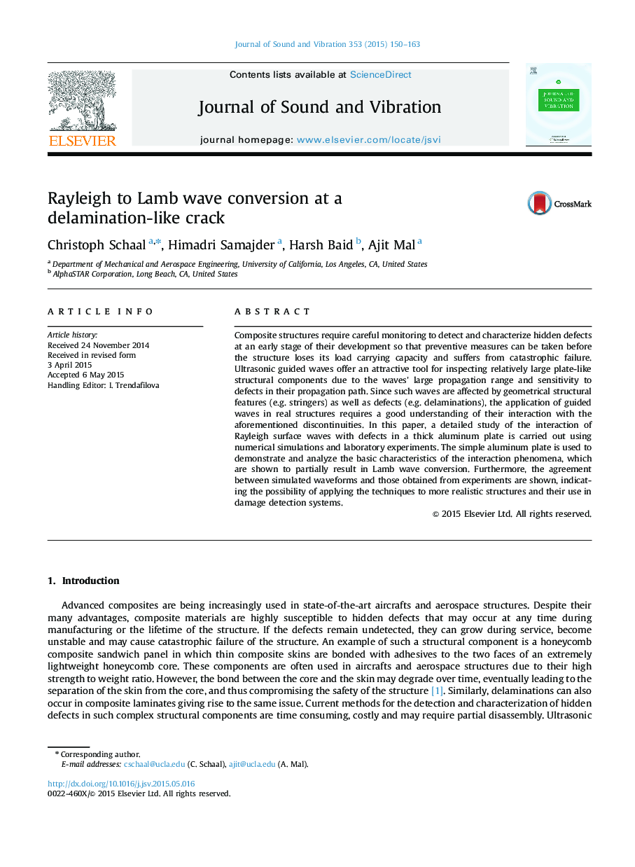 Rayleigh to Lamb wave conversion at a delamination-like crack