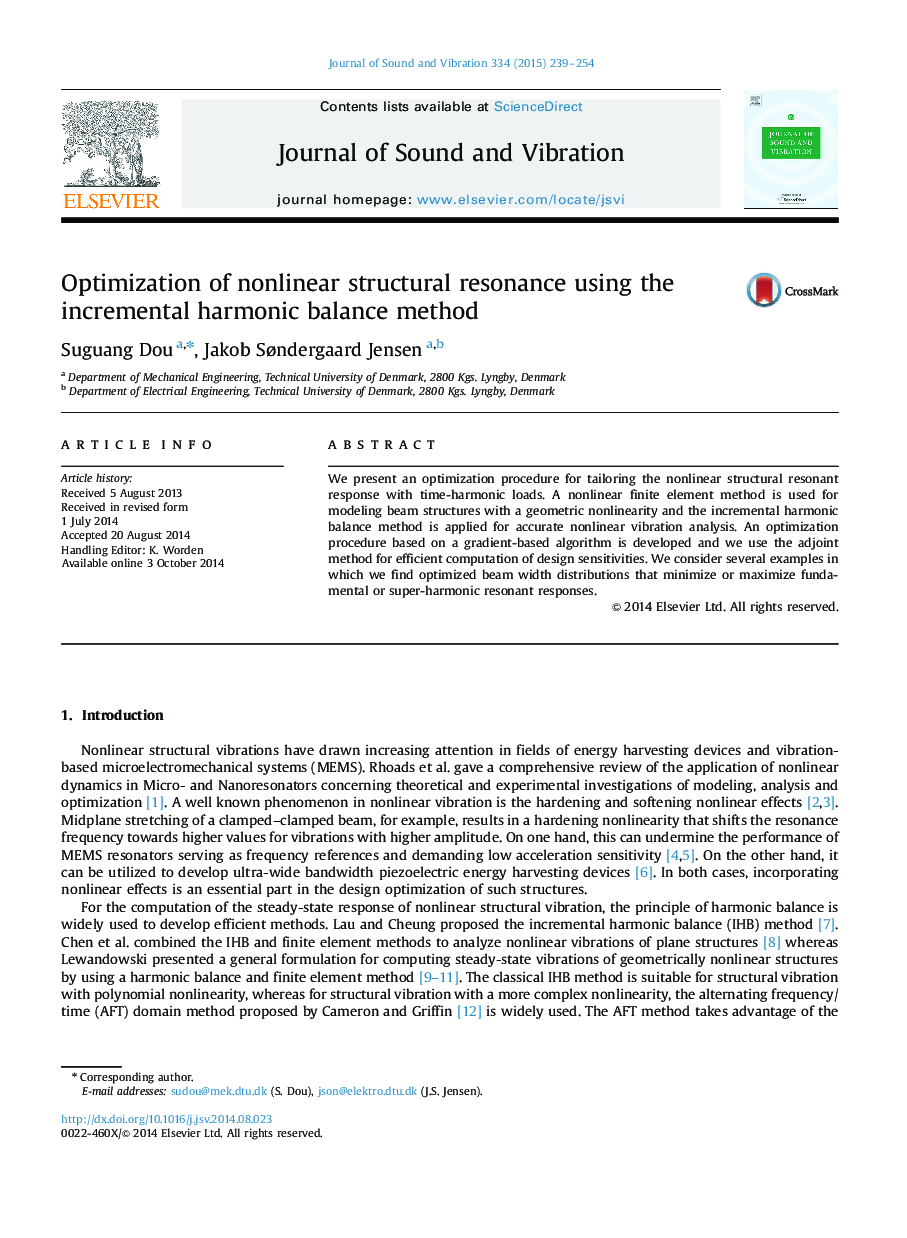 Optimization of nonlinear structural resonance using the incremental harmonic balance method