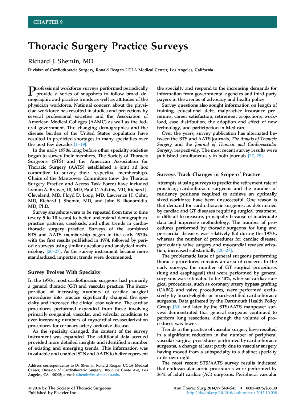 Thoracic Surgery Practice Surveys