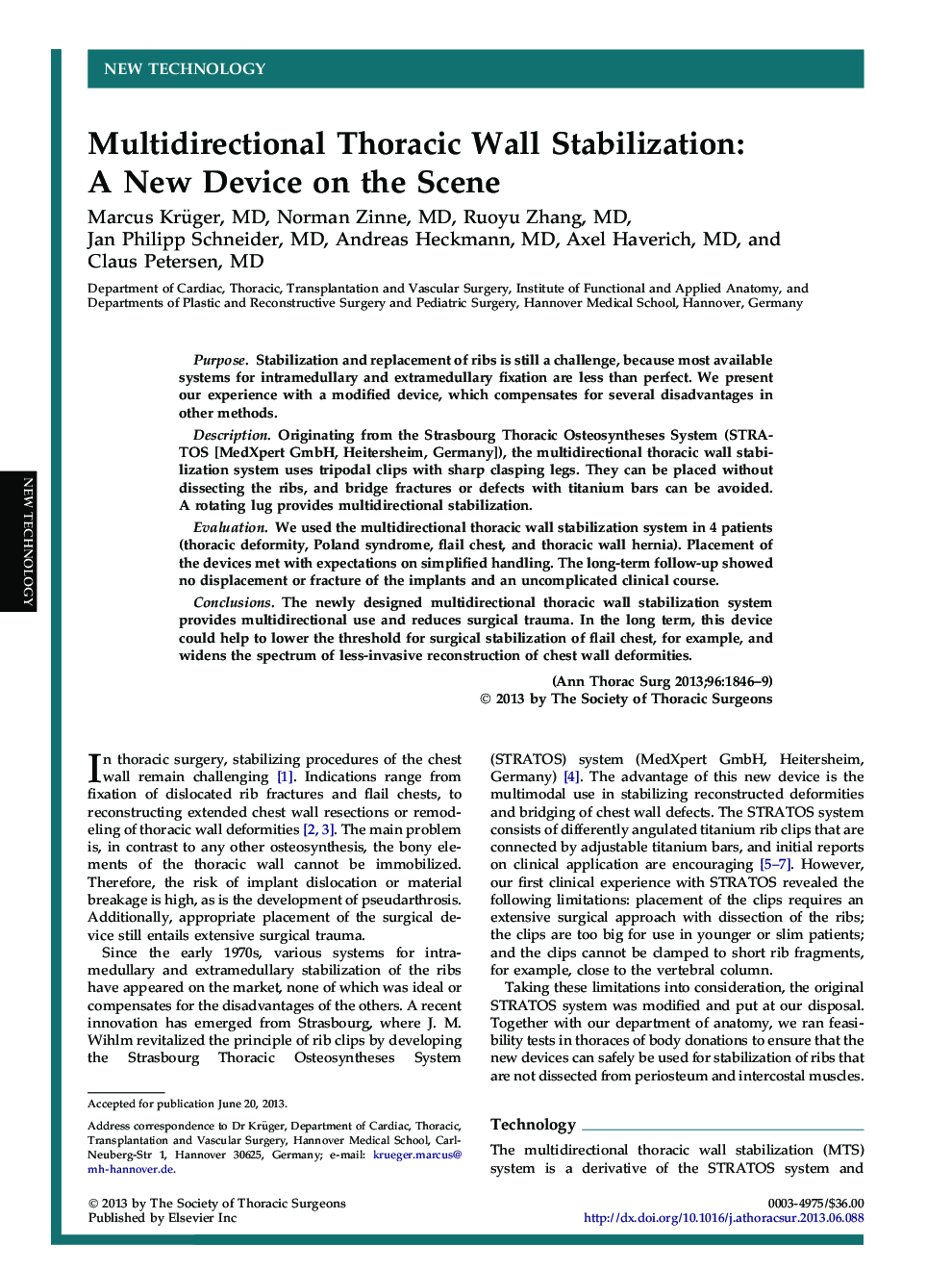 Multidirectional Thoracic Wall Stabilization: A New Device on the Scene