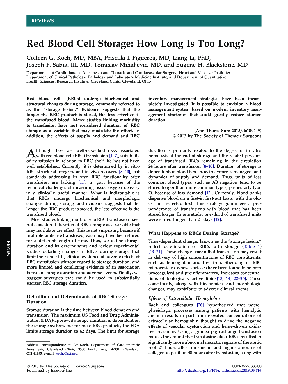 Red Blood Cell Storage: How Long Is Too Long?