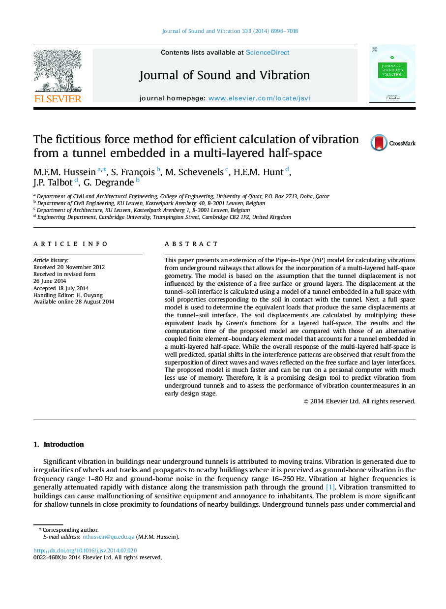 The fictitious force method for efficient calculation of vibration from a tunnel embedded in a multi-layered half-space