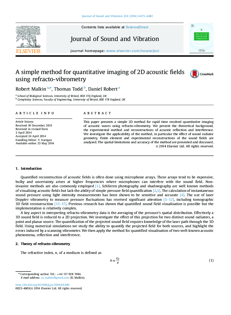 A simple method for quantitative imaging of 2D acoustic fields using refracto-vibrometry