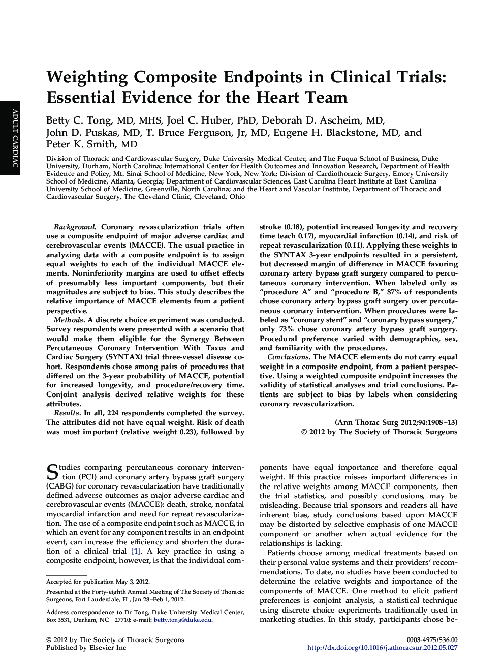 Weighting Composite Endpoints in Clinical Trials: Essential Evidence for the Heart Team