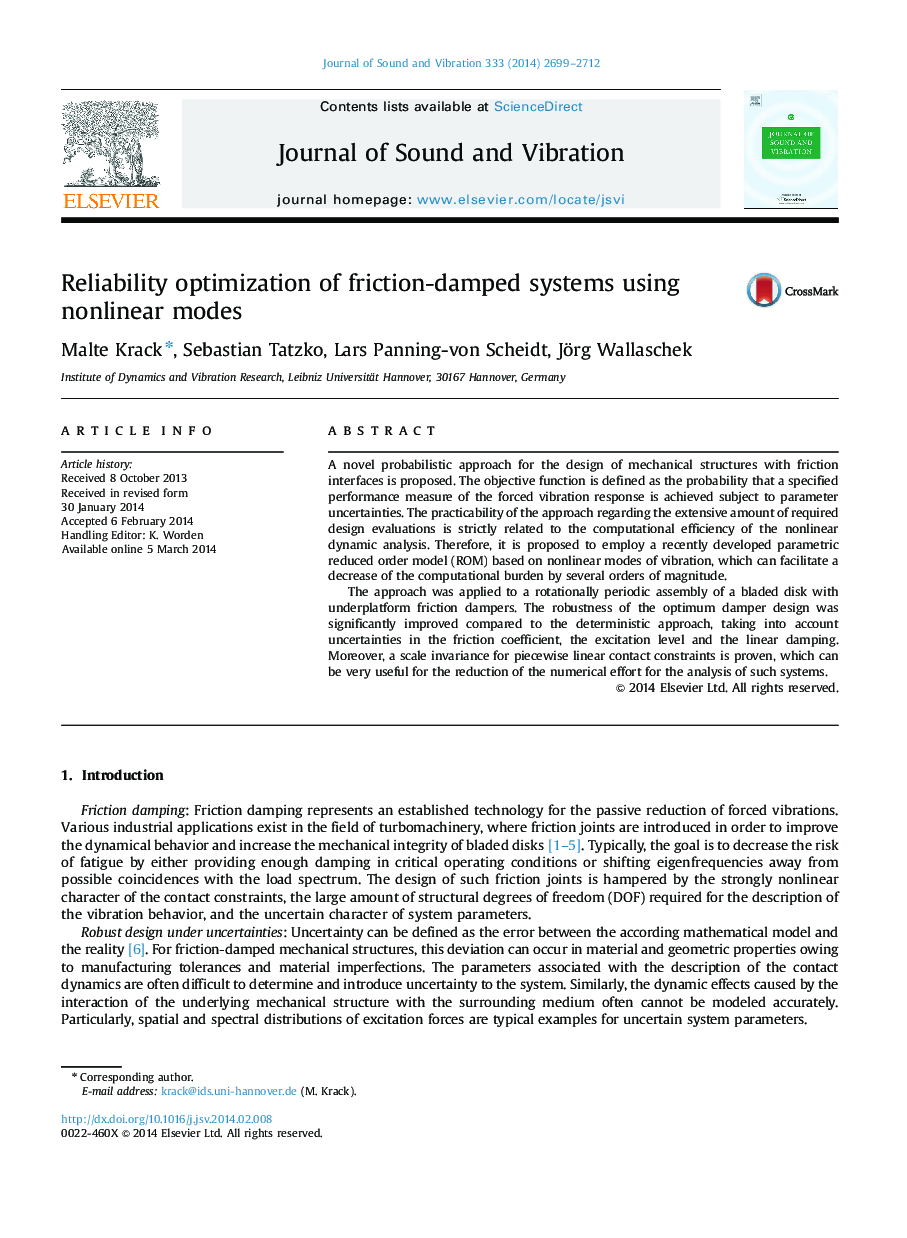 Reliability optimization of friction-damped systems using nonlinear modes