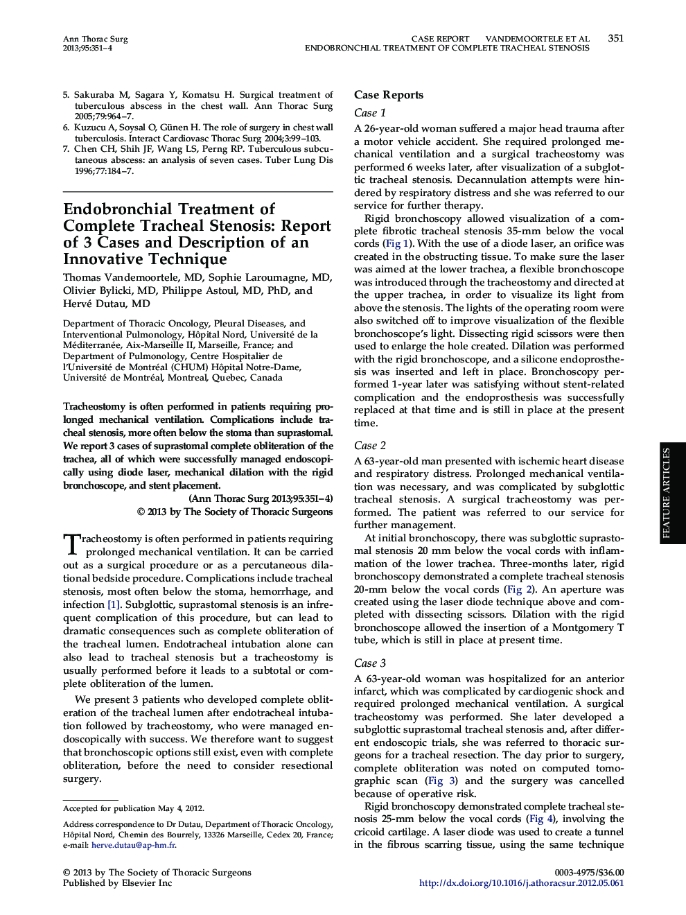 Endobronchial Treatment of Complete Tracheal Stenosis: Report of 3 Cases and Description of an Innovative Technique