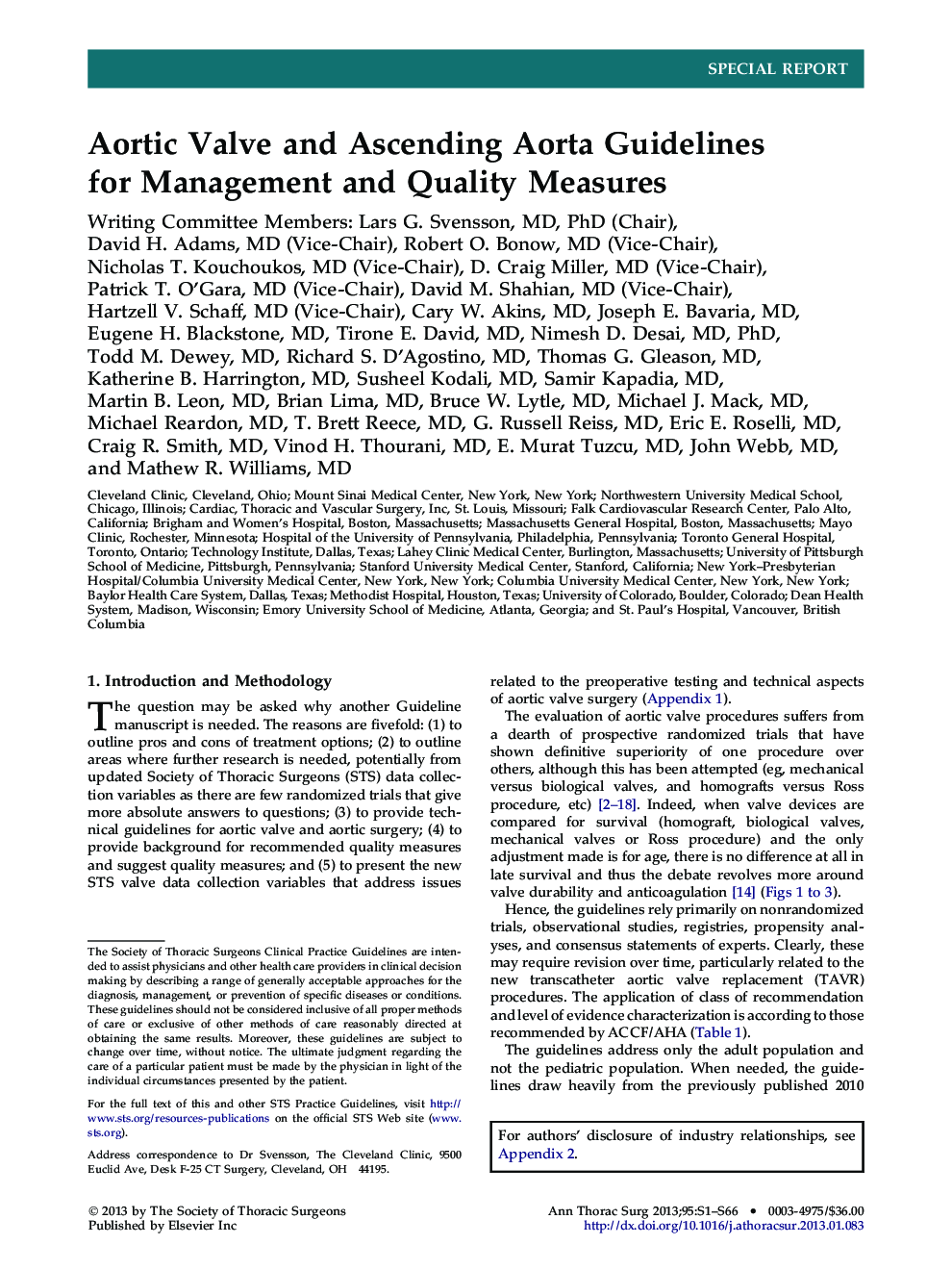Aortic Valve and Ascending Aorta Guidelines for Management and Quality Measures