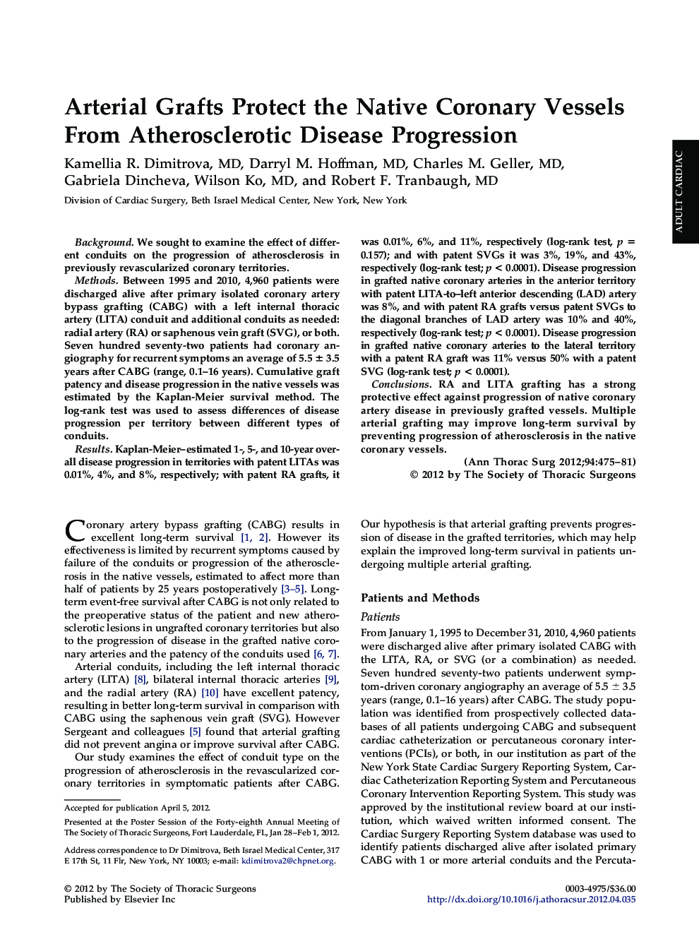 Arterial Grafts Protect the Native Coronary Vessels From Atherosclerotic Disease Progression