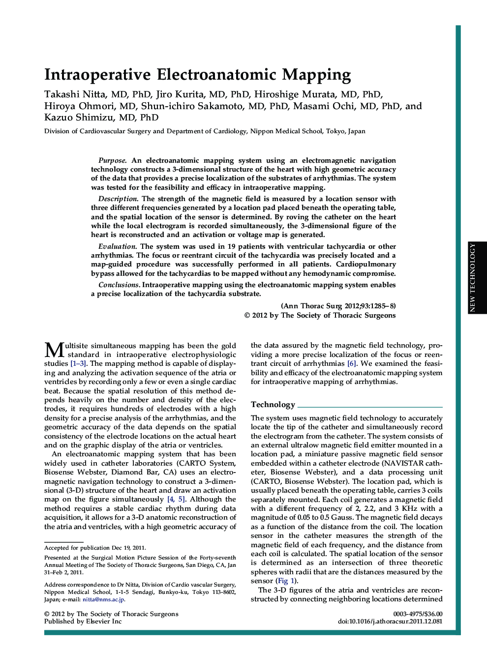 Intraoperative Electroanatomic Mapping