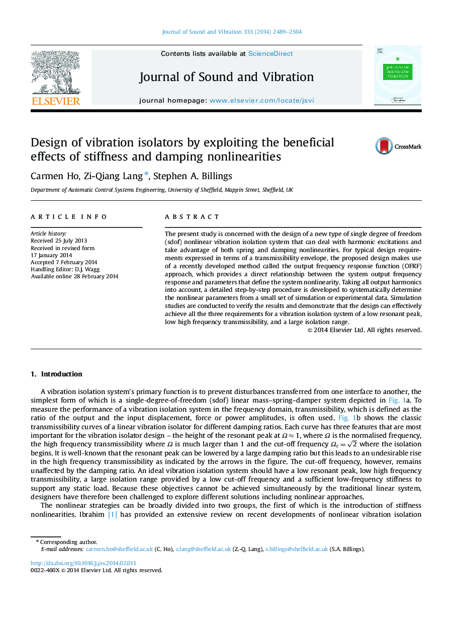 Design of vibration isolators by exploiting the beneficial effects of stiffness and damping nonlinearities