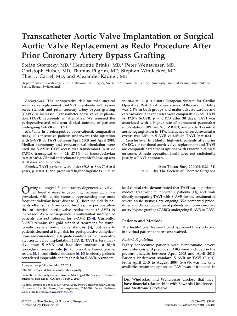 Transcatheter Aortic Valve Implantation or Surgical Aortic Valve Replacement as Redo Procedure After Prior Coronary Artery Bypass Grafting