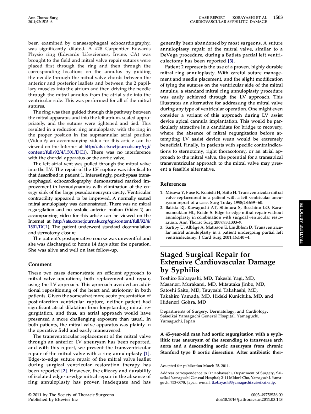 Staged Surgical Repair for Extensive Cardiovascular Damage by Syphilis