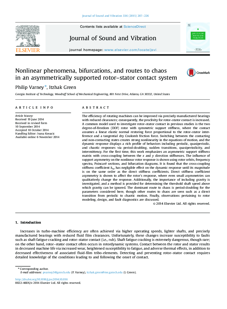 Nonlinear phenomena, bifurcations, and routes to chaos in an asymmetrically supported rotor–stator contact system