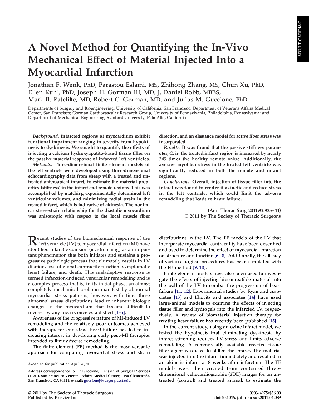 A Novel Method for Quantifying the In-Vivo Mechanical Effect of Material Injected Into a Myocardial Infarction
