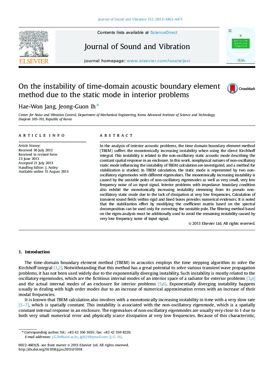 On the instability of time-domain acoustic boundary element method due to the static mode in interior problems