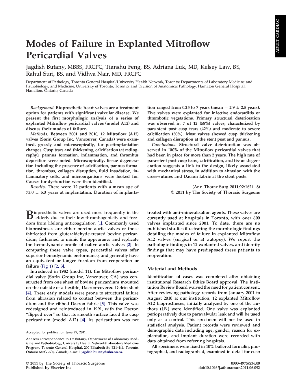 Modes of Failure in Explanted Mitroflow Pericardial Valves