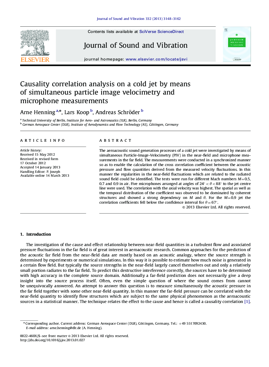 Causality correlation analysis on a cold jet by means of simultaneous particle image velocimetry and microphone measurements