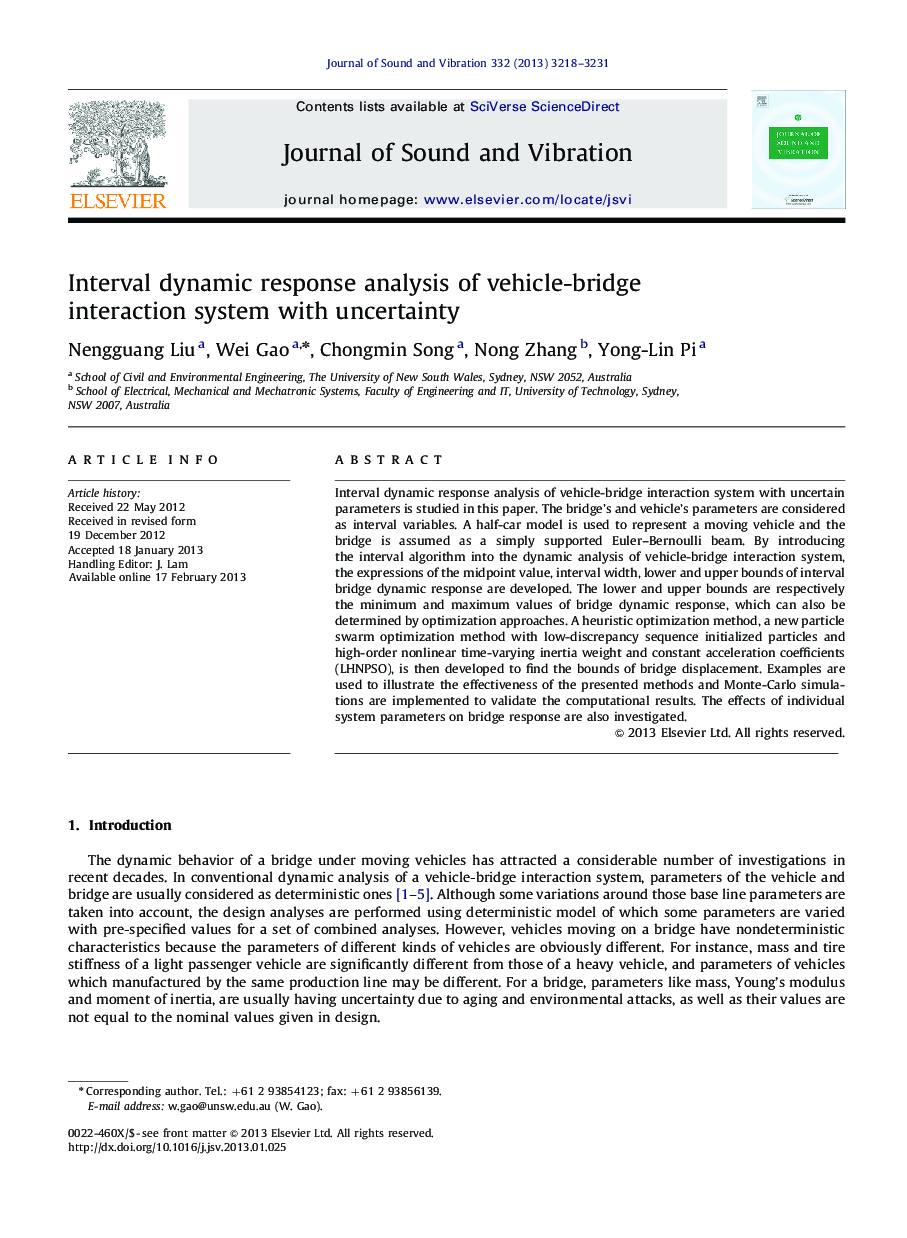 Interval dynamic response analysis of vehicle-bridge interaction system with uncertainty