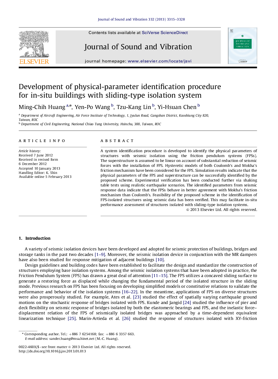 Development of physical-parameter identification procedure for in-situ buildings with sliding-type isolation system
