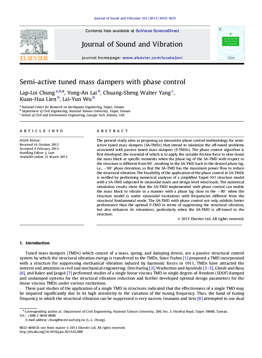 Semi-active tuned mass dampers with phase control