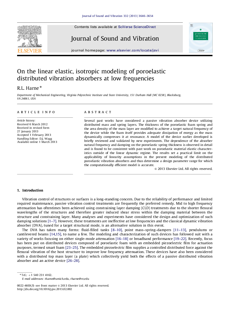 On the linear elastic, isotropic modeling of poroelastic distributed vibration absorbers at low frequencies