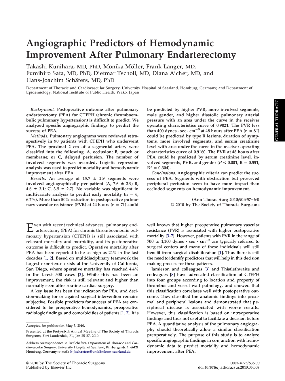 Angiographic Predictors of Hemodynamic Improvement After Pulmonary Endarterectomy