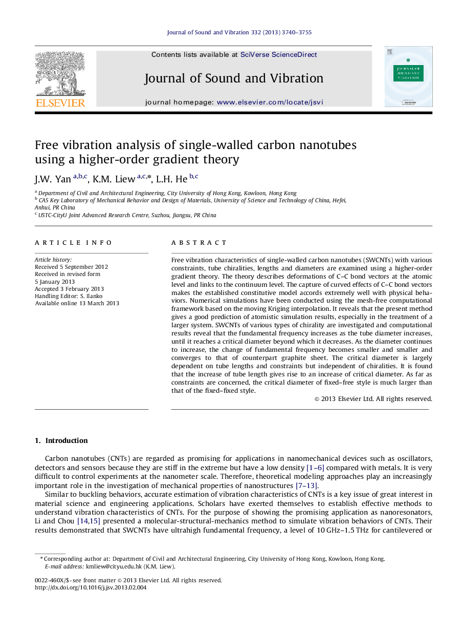 Free vibration analysis of single-walled carbon nanotubes using a higher-order gradient theory