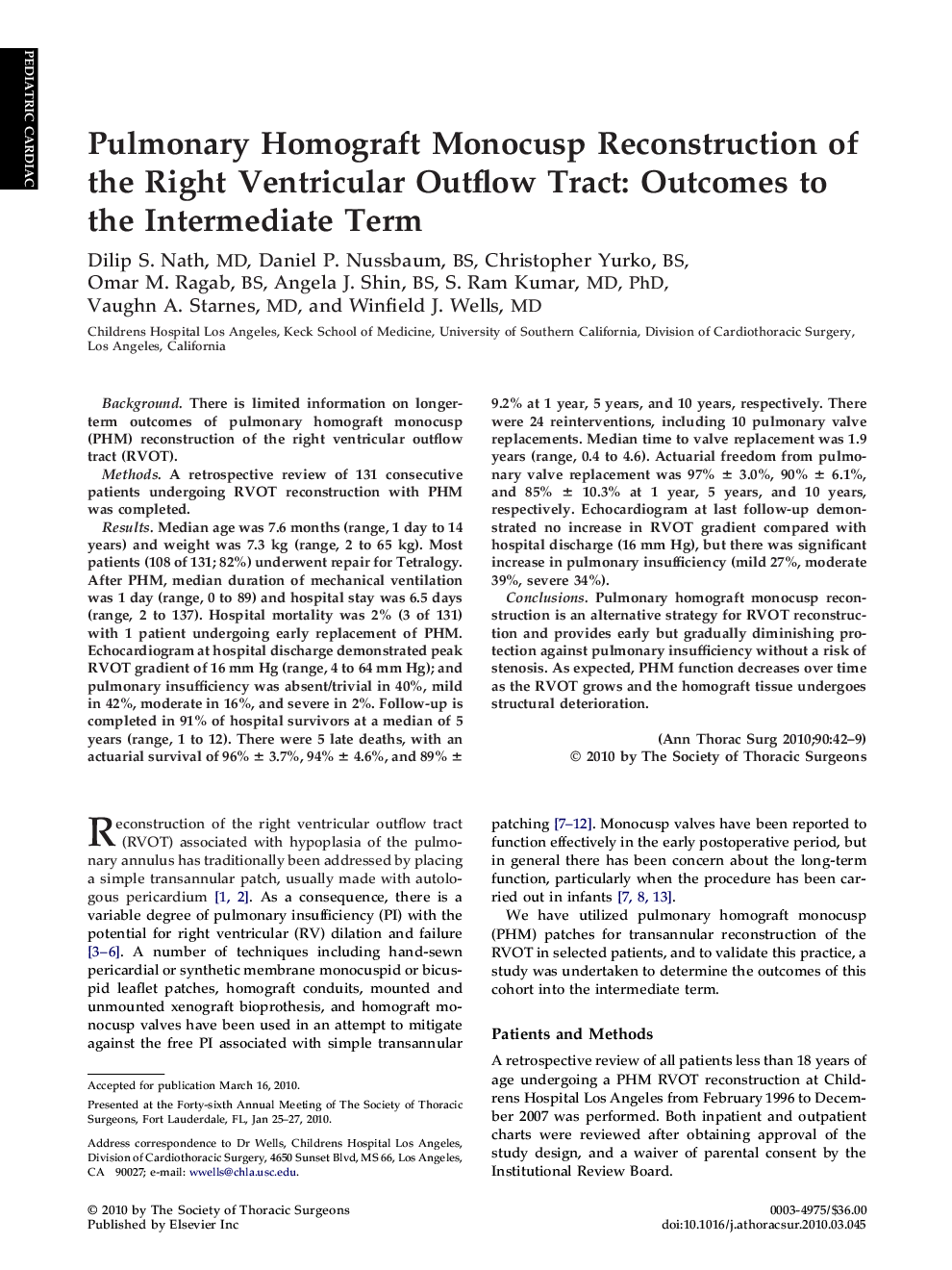 Pulmonary Homograft Monocusp Reconstruction of the Right Ventricular Outflow Tract: Outcomes to the Intermediate Term