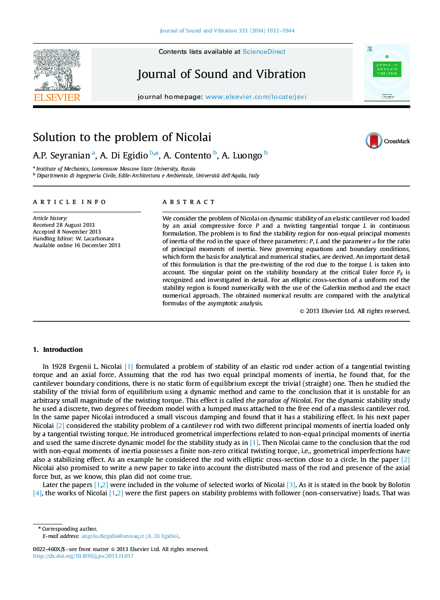 Solution to the problem of Nicolai