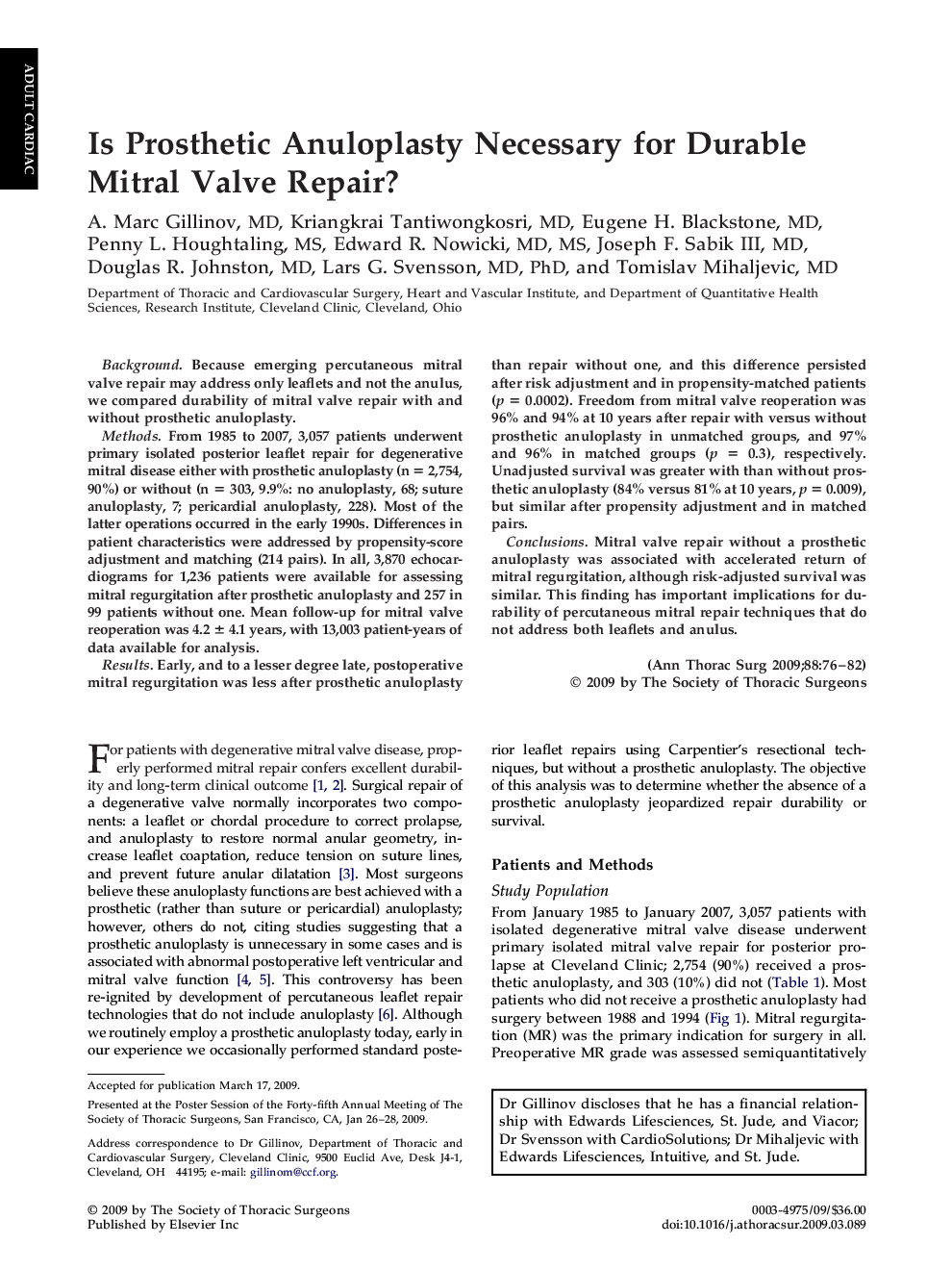 عکس صفحه اول مقاله: Is Prosthetic Anuloplasty Necessary for Durable Mitral Valve Repair? Is Prosthetic Anuloplasty Necessary for Durable Mitral Valve Repair?