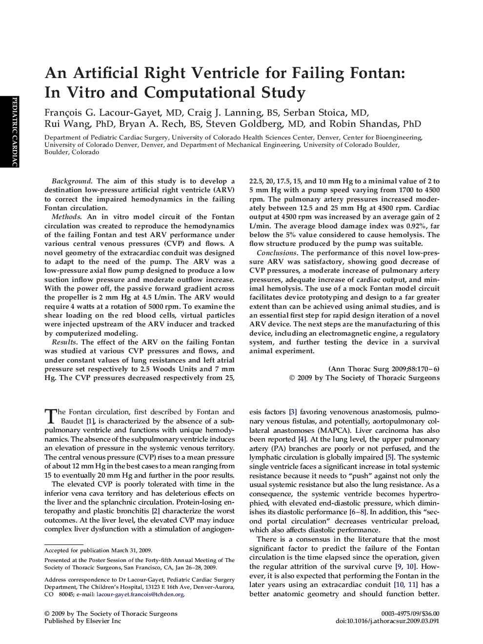 عکس صفحه اول مقاله: An Artificial Right Ventricle for Failing Fontan: In Vitro and Computational Study An Artificial Right Ventricle for Failing Fontan: In Vitro and Computational Study
