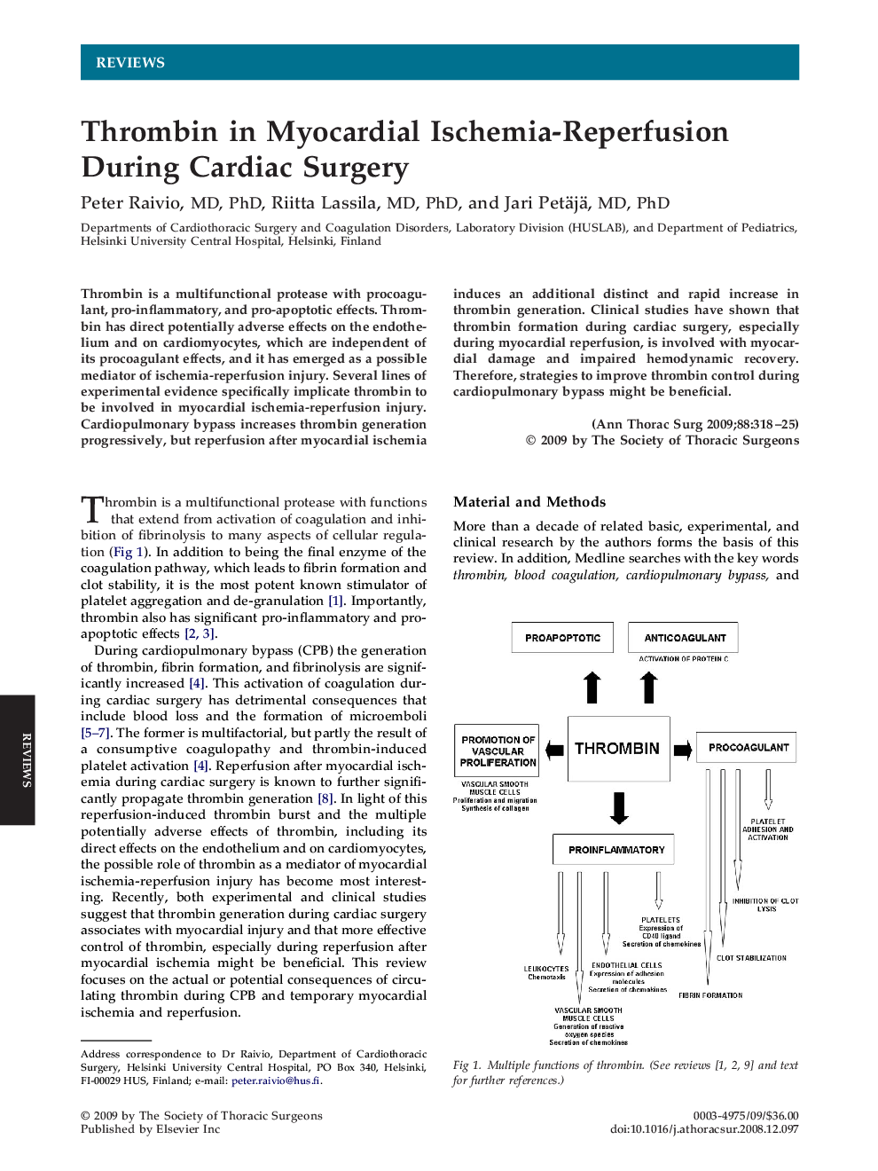 Thrombin in Myocardial Ischemia-Reperfusion During Cardiac Surgery