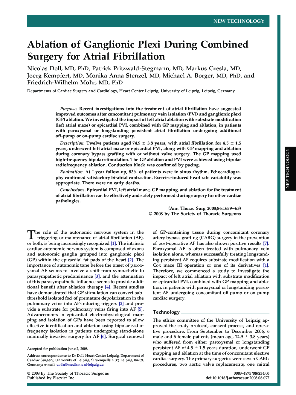 Ablation of Ganglionic Plexi During Combined Surgery for Atrial Fibrillation