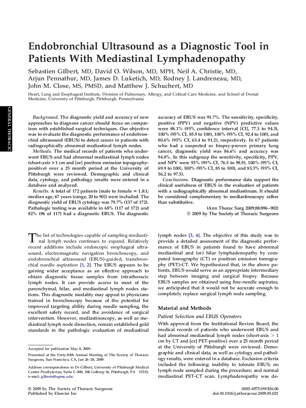 Endobronchial Ultrasound as a Diagnostic Tool in Patients With Mediastinal Lymphadenopathy
