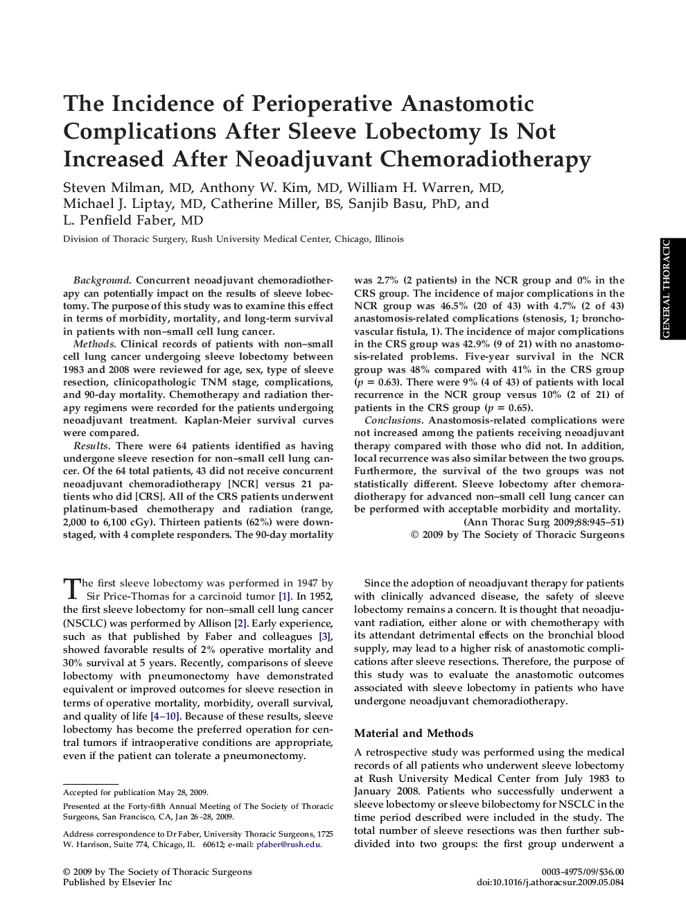 The Incidence of Perioperative Anastomotic Complications After Sleeve Lobectomy Is Not Increased After Neoadjuvant Chemoradiotherapy