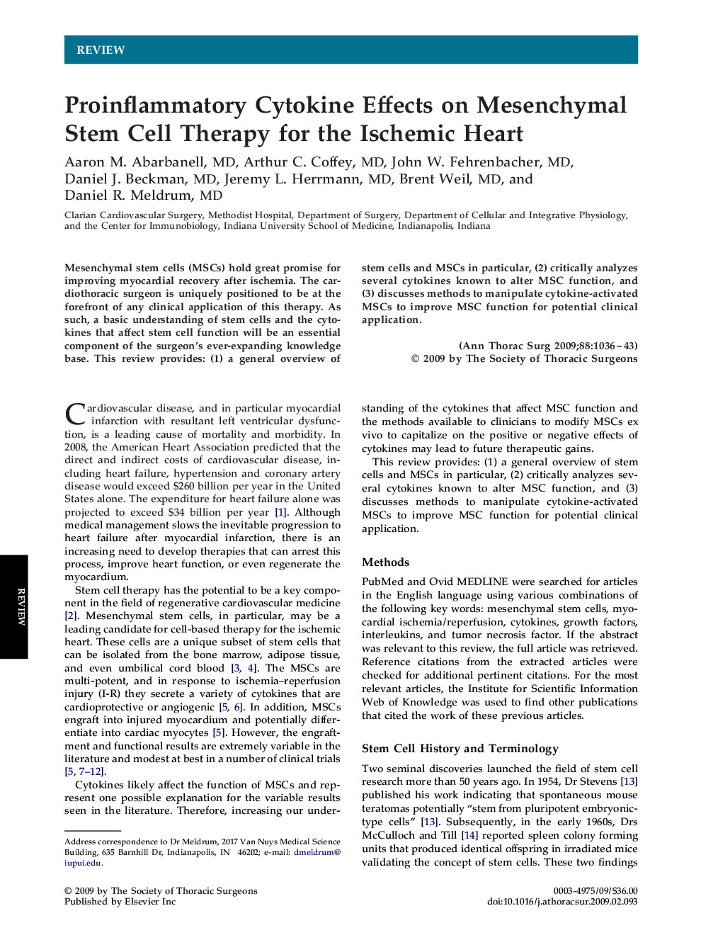 Proinflammatory Cytokine Effects on Mesenchymal Stem Cell Therapy for the Ischemic Heart